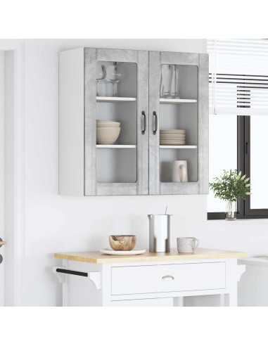 Mobile da cucina con porta 2 pcs Grigio cemento 40 x 31 x 80 cm