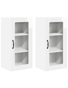 Mobile da cucina con porta 2 pcs Bianco Lucido 40 x 31 x 80 cm 2