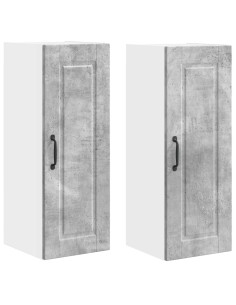 Mobile da cucina con porta 2 pcs Grigio cemento 30 x 31 x 80 cm 2