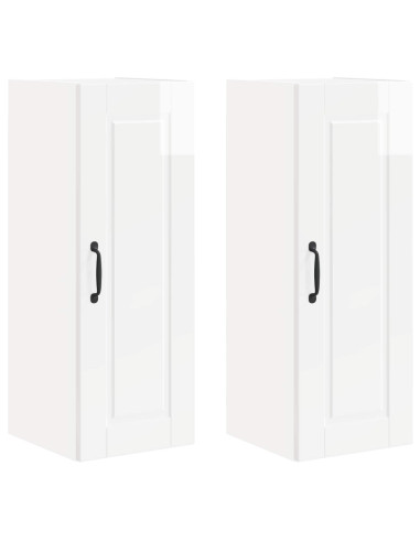 Mobile da cucina con porta 2 pcs Bianco Lucido 30 x 31 x 80 cm