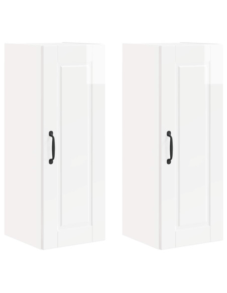 Mobile da cucina con porta 2 pcs Bianco Lucido 30 x 31 x 80 cm