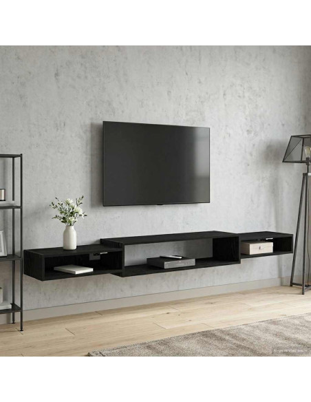 Mobile TV da Parete A parete Rovere Nero 220 x 28 x 21 cm