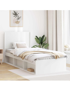 Struttura del letto con stoccaggio e testata Bianco 90 x 190 cm