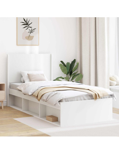 Struttura del letto con stoccaggio e testata Bianco 90 x 190 cm