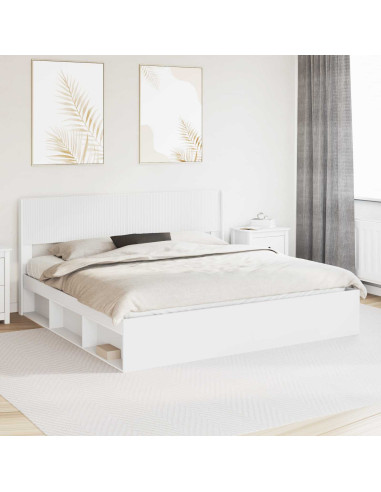 Struttura del letto con stoccaggio e testata Bianco