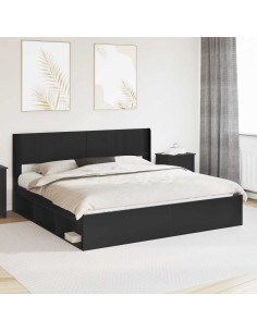 Struttura del letto con stoccaggio e testata Nero 180 x 200 cm