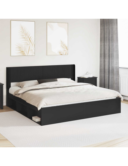 Struttura del letto con stoccaggio e testata Nero 180 x 200 cm