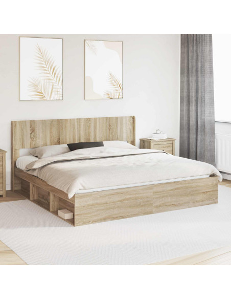 Struttura del letto con stoccaggio e testata Rovere Sonoma