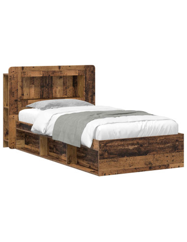 Telaio del letto con storage Legno antico 90 x 190 cm