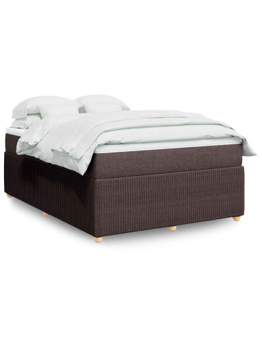 Giroletto a Molle con Materasso Marrone Scuro 140x200cm Tessuto
