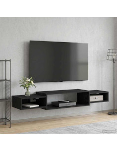 Mobile TV da Parete A parete Rovere Nero 140 x 28 x 21 cm