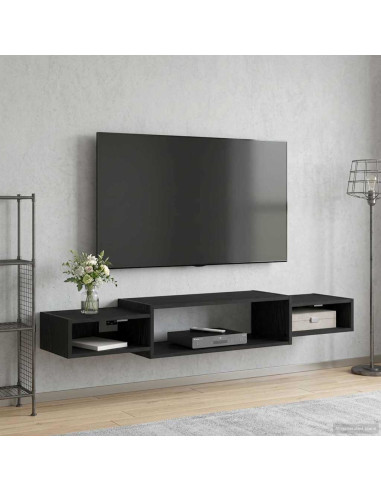 Mobile TV da Parete A parete Rovere Nero 140 x 28 x 21 cm