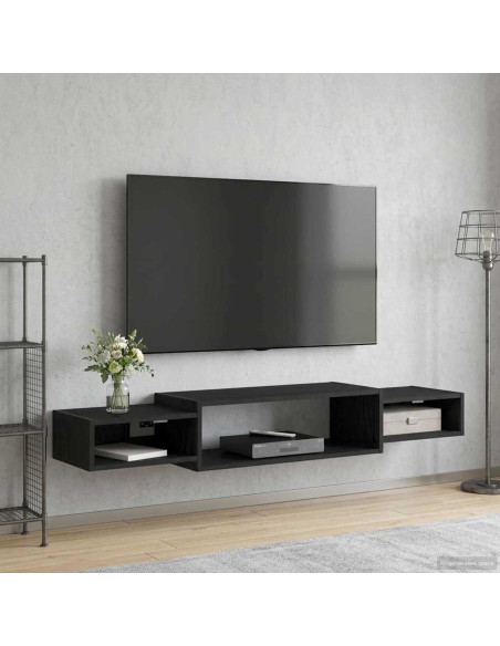Mobile TV da Parete A parete Rovere Nero 140 x 28 x 21 cm