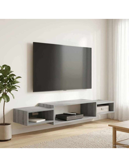 Mobile TV da Parete A parete Sonoma grigio 140 x 28 x 21 cm