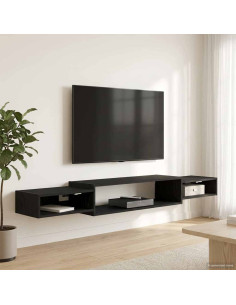 Mobile TV da Parete A parete Rovere Nero 180 x 28 x 21 cm