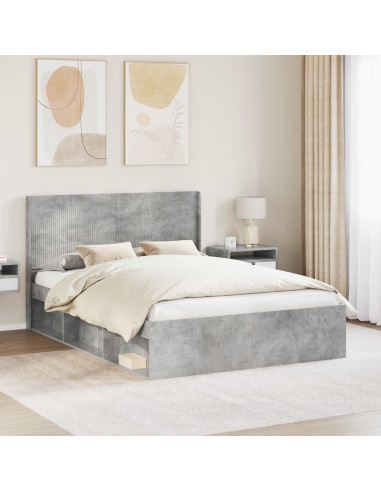 Struttura del letto con stoccaggio e testata Grigio Cemento