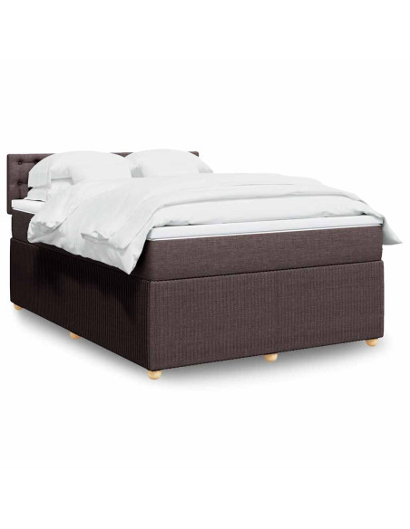 Giroletto a Molle con Materasso Marrone Scuro 140x200cm Tessuto