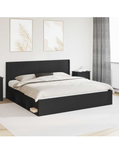 Struttura del letto con stoccaggio e testata Nero 200 x 200 cm