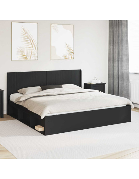 Struttura del letto con stoccaggio e testata Nero 200 x 200 cm