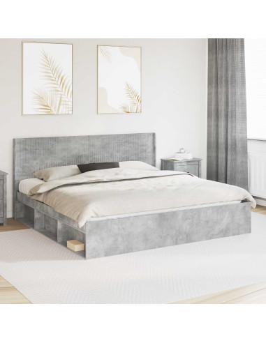 Struttura del letto con stoccaggio e testata Grigio Cemento