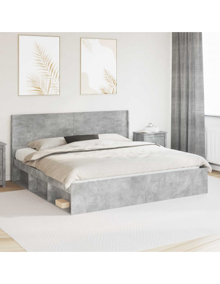 Struttura del letto con stoccaggio e testata Grigio Cemento
