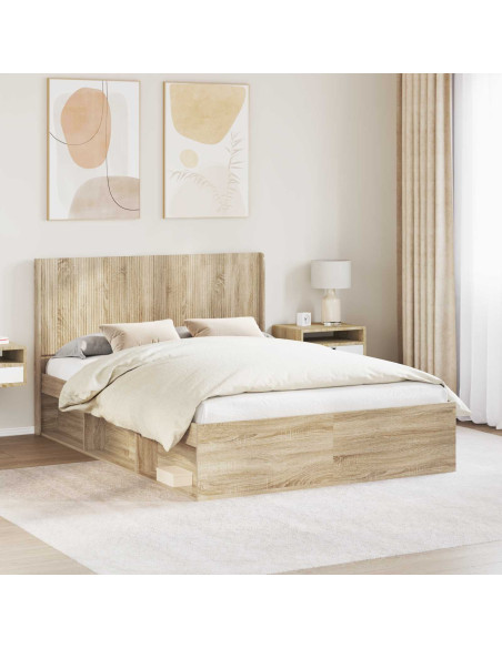 Struttura del letto con stoccaggio e testata Rovere Sonoma