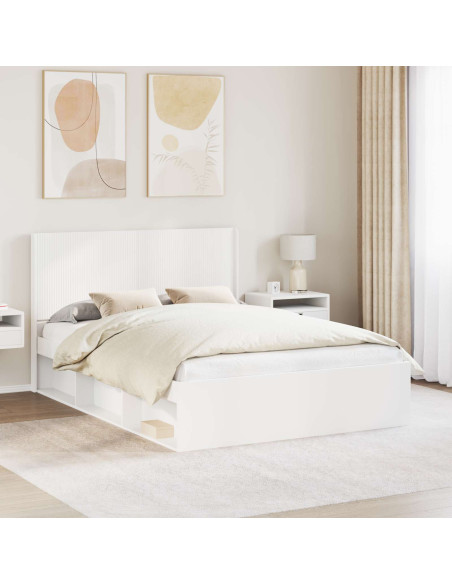 Struttura del letto con stoccaggio e testata Bianco