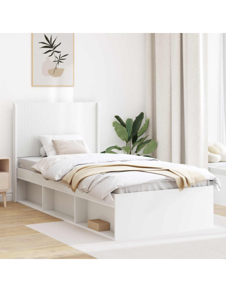 Struttura del letto con stoccaggio e testata Bianco 90 x 200 cm
