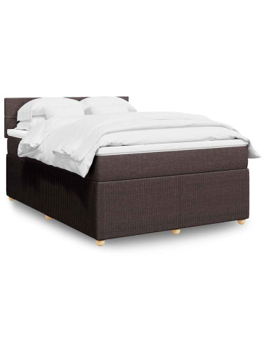 Giroletto a Molle con Materasso Marrone Scuro 140x200cm Tessuto