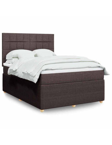 Giroletto a Molle con Materasso Marrone Scuro 140x200cm Tessuto