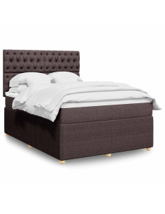 Giroletto a Molle con Materasso Marrone Scuro 140x200cm Tessuto