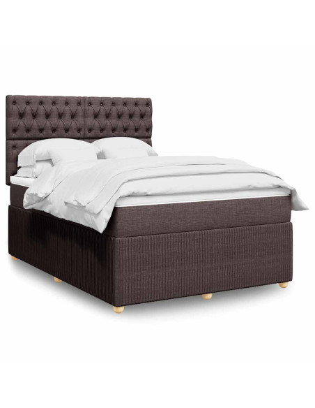 Giroletto a Molle con Materasso Marrone Scuro 140x200cm Tessuto