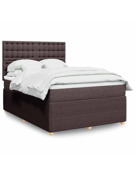 Giroletto a Molle con Materasso Marrone Scuro 140x200cm Tessuto