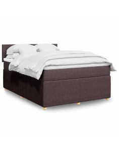 Giroletto a Molle con Materasso Marrone Scuro 140x200cm Tessuto