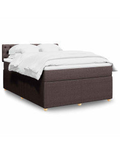 Giroletto a Molle con Materasso Marrone Scuro 140x200cm Tessuto