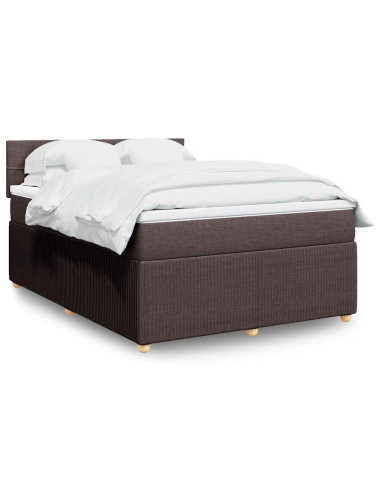Giroletto a Molle con Materasso Marrone Scuro 140x200cm Tessuto