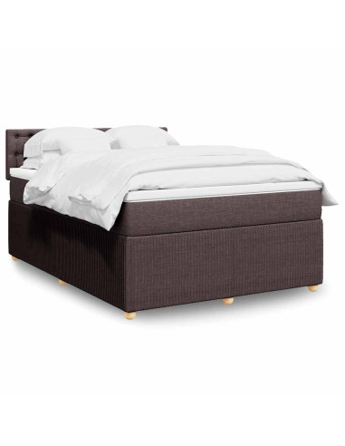 Giroletto a Molle con Materasso Marrone Scuro 140x200cm Tessuto