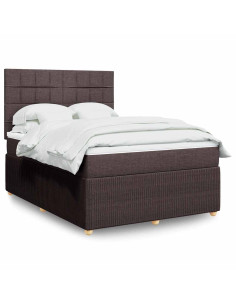 Giroletto a Molle con Materasso Marrone Scuro 140x200cm Tessuto