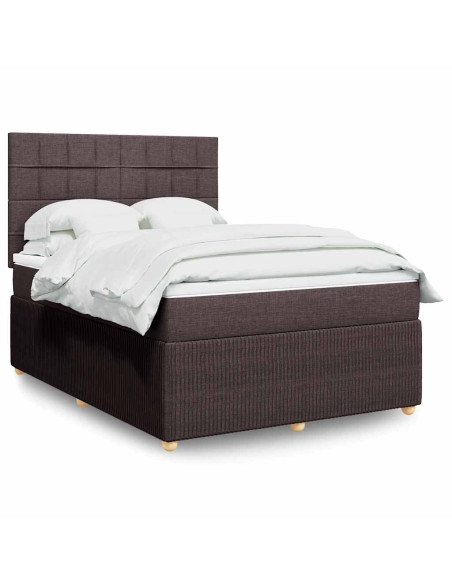 Giroletto a Molle con Materasso Marrone Scuro 140x200cm Tessuto