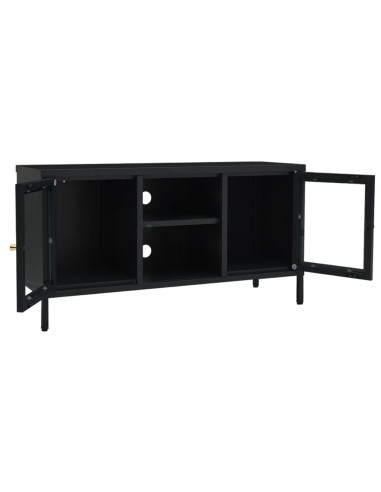 Mobile TV Nero 105x35x52 cm in Acciaio e Vetro
