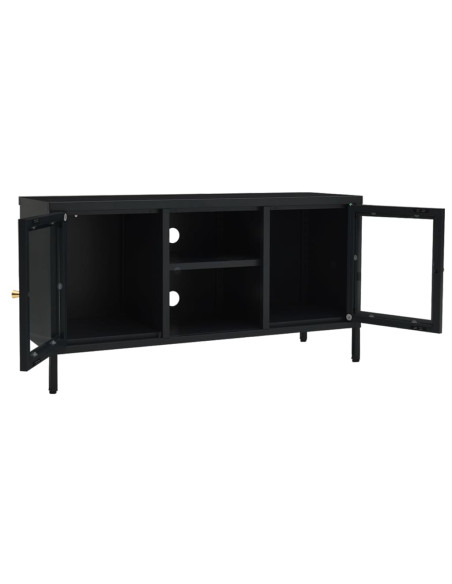Mobile TV Nero 105x35x52 cm in Acciaio e Vetro