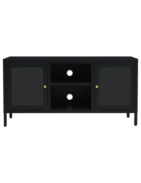 Mobile TV Nero 105x35x52 cm in Acciaio e Vetro