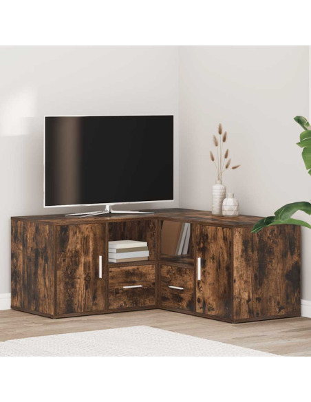 Mobile Angolare Rovere Fumo 160x40x45 cm in Truciolato