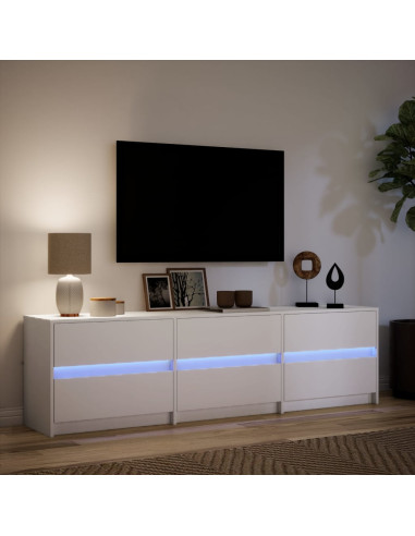 Mobile Porta TV con LED Bianco 180x34x50cm in Truciolato