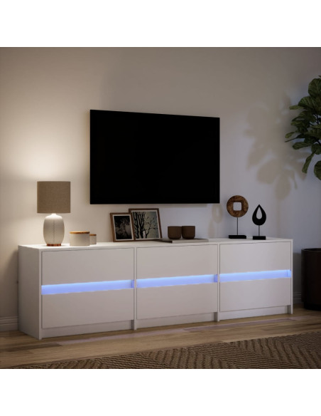 Mobile Porta TV con LED Bianco 180x34x50cm in Truciolato