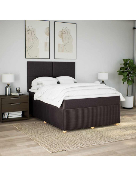 Giroletto a Molle con Materasso Marrone Scuro 140x200cm Tessuto