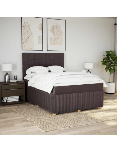 Giroletto a Molle con Materasso Marrone Scuro 140x200cm Tessuto