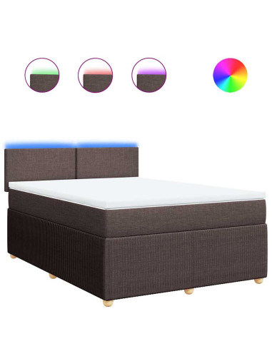 Giroletto a Molle con Materasso Marrone Scuro 140x200cm Tessuto