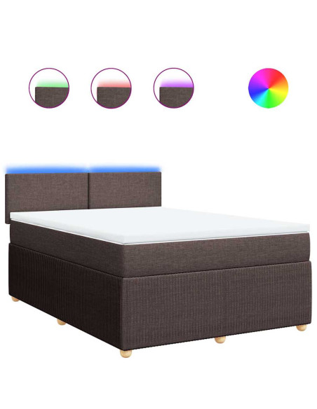 Giroletto a Molle con Materasso Marrone Scuro 140x200cm Tessuto