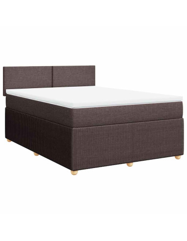Giroletto a Molle con Materasso Marrone Scuro 140x200cm Tessuto